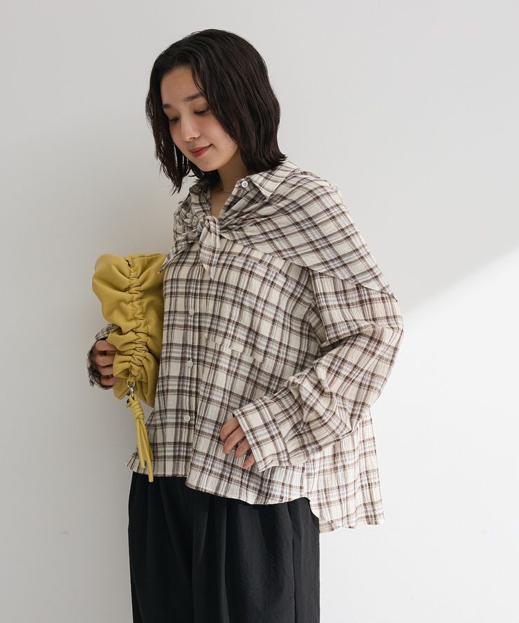 Green Parks「スカーフ付チェックシャツ」|シャツ・ブラウス|