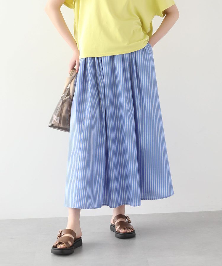 Green Parks「アソート柄ギャザーフレアスカート」|フレア|Blue