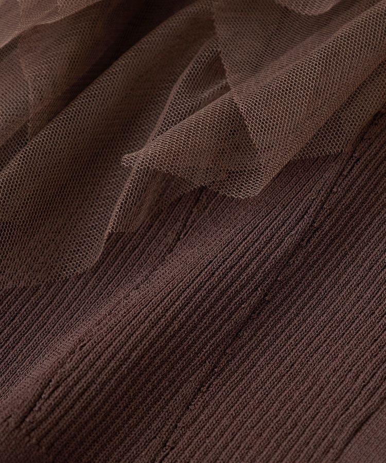 YECCA VECCA「チュールラッフルノースリーブカーディガン」|カーディガン|