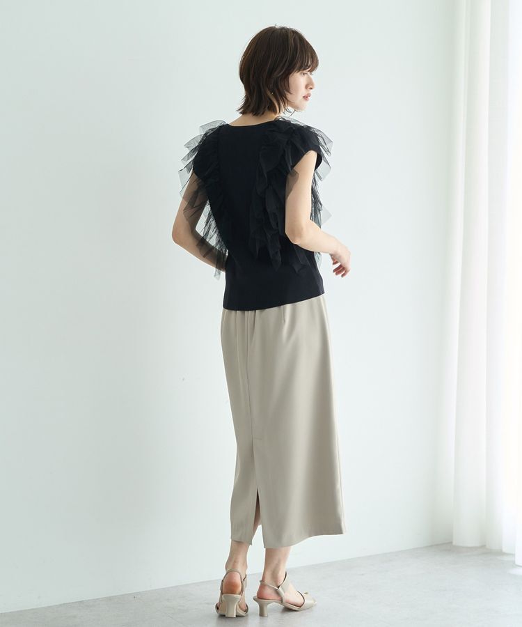 YECCA VECCA「チュールラッフルノースリーブカーディガン」|カーディガン|