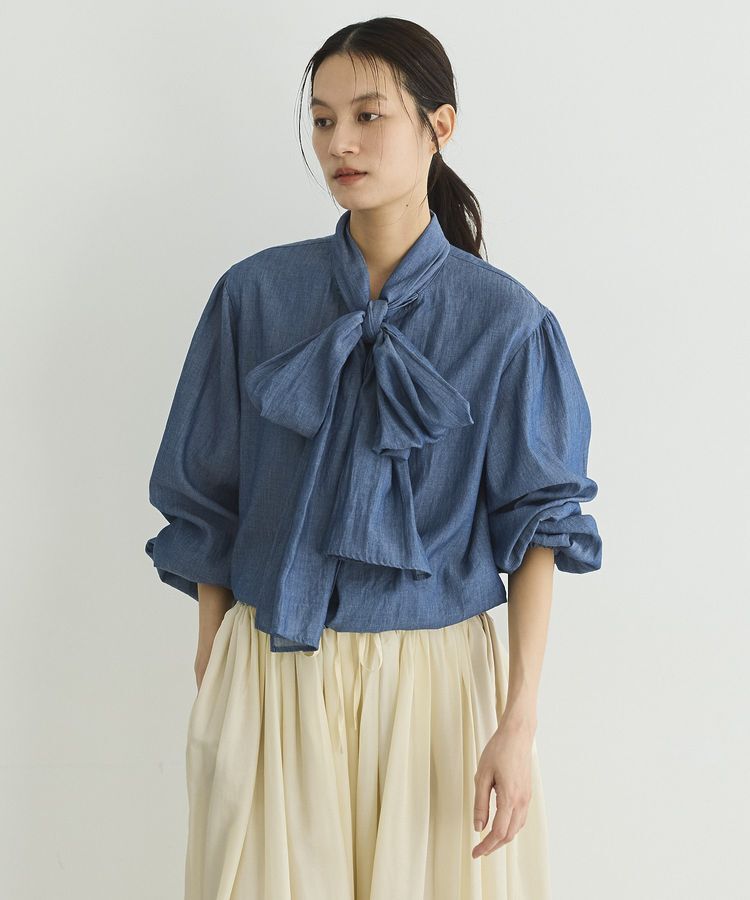 GARAGE OF GOOD CLOTHING「【日本製】シアーデニムボウタイブラウス」|シャツ・ブラウス|