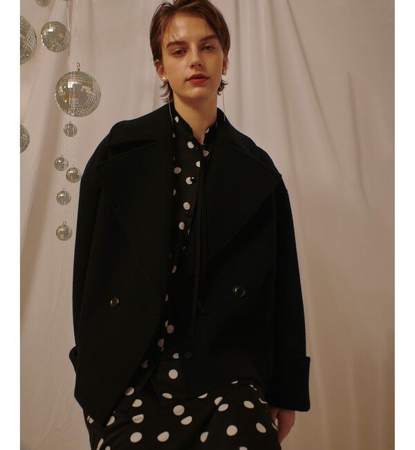 allureville「メルトンコクーンミドルコート」|ダッフルコート|ブラック