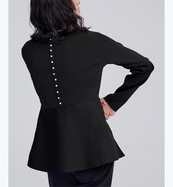 ur's「バックパールペプラムニットトップス」|ニット・セーター|ブラック