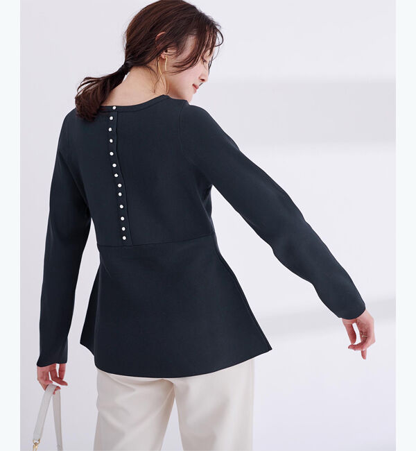 ur's「バックパールペプラムニットトップス」|ニット・セーター|