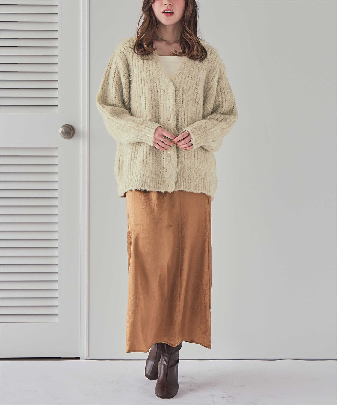 titivate「モヘアライクシャギーVネックニットカーディガン」|ニット・セーター|