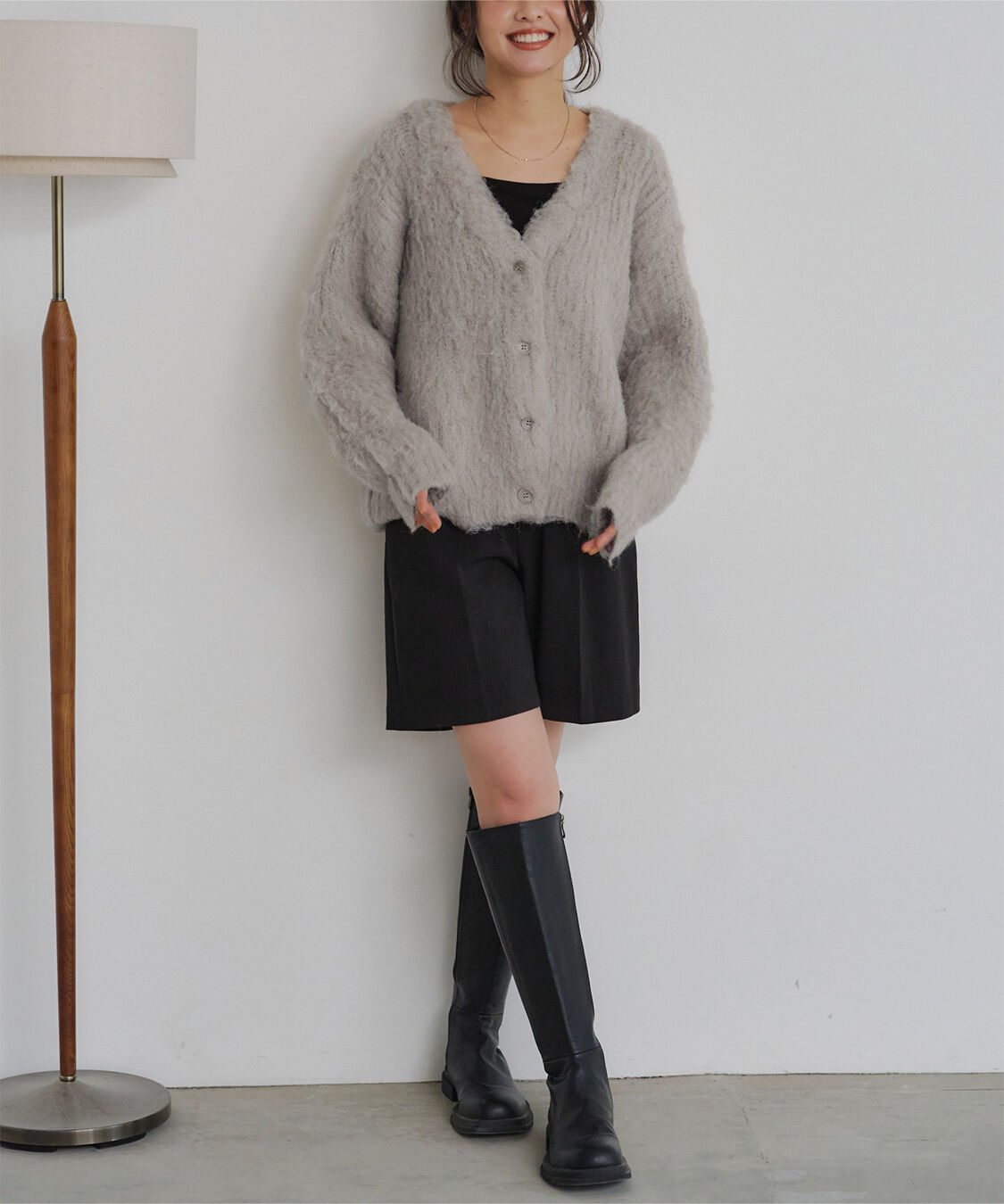titivate「モヘアライクVネックシャギーニットカーディガン」|ニット・セーター|