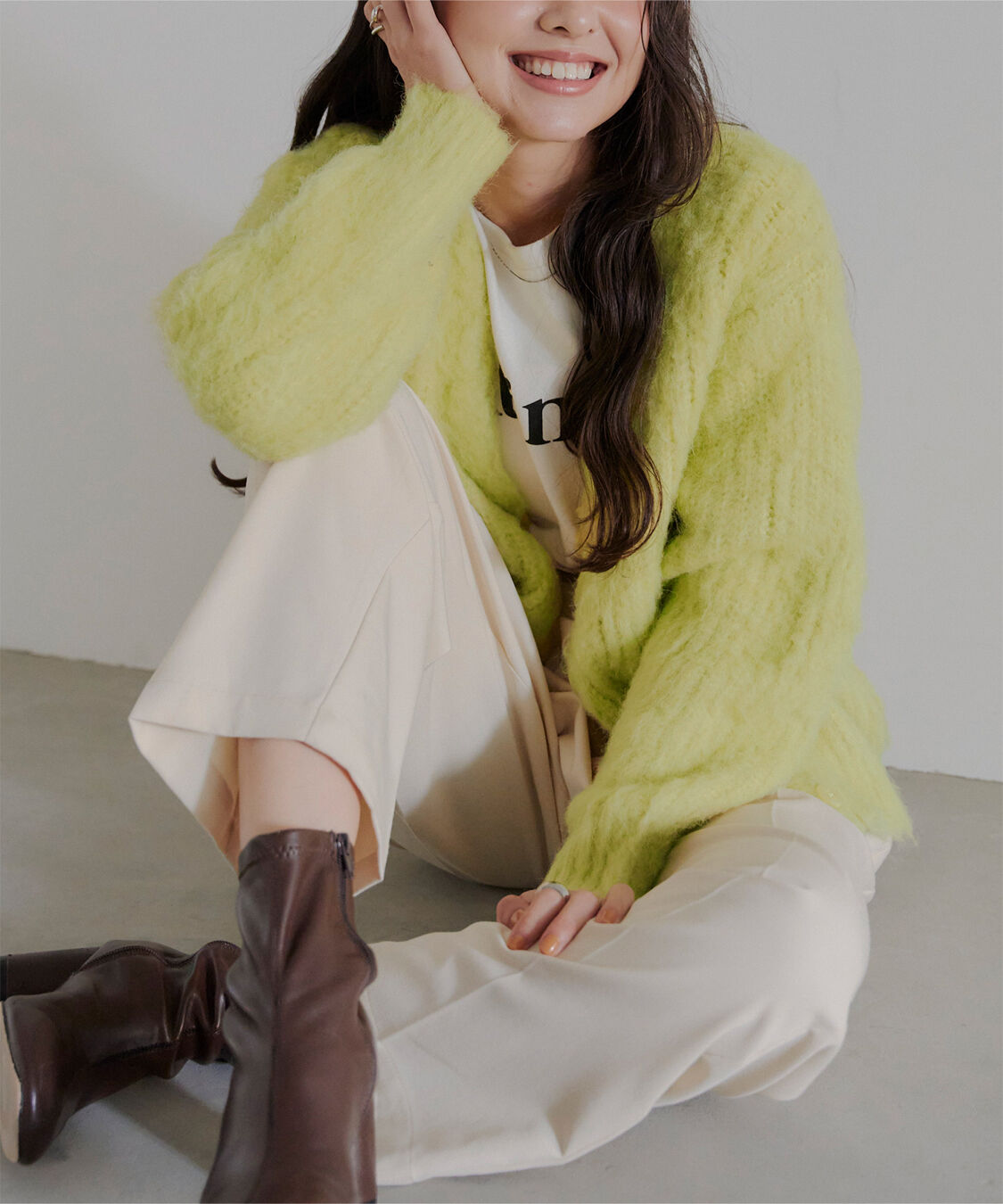 titivate「モヘアライクVネックシャギーニットカーディガン」|ニット・セーター|