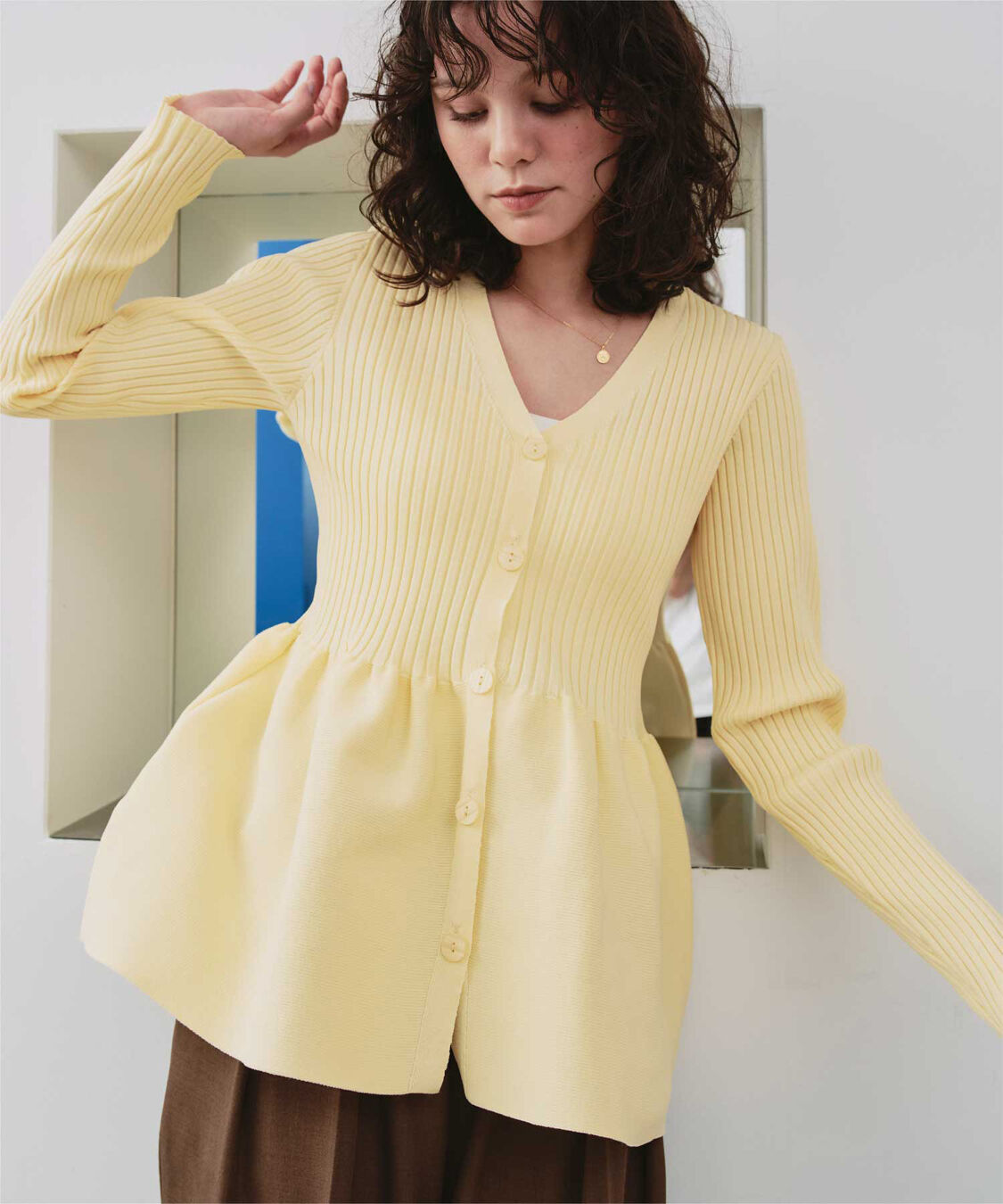 titivate「前後2wayペプラムニットトップス」|ニット・セーター|イエロー