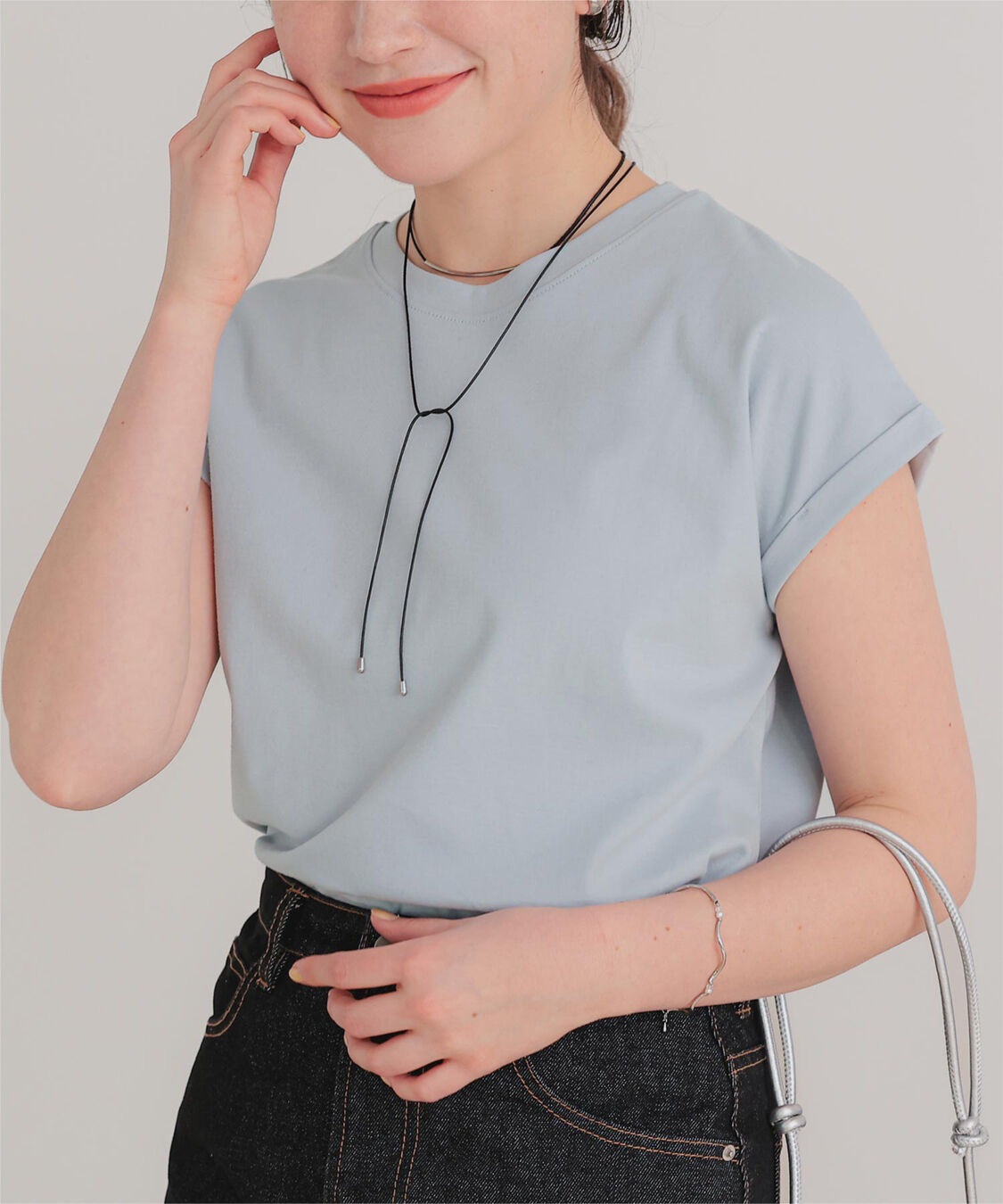 titivate「汗染み防止ダブルカフスTシャツ」|Tシャツ・カットソー|ブルーグレー