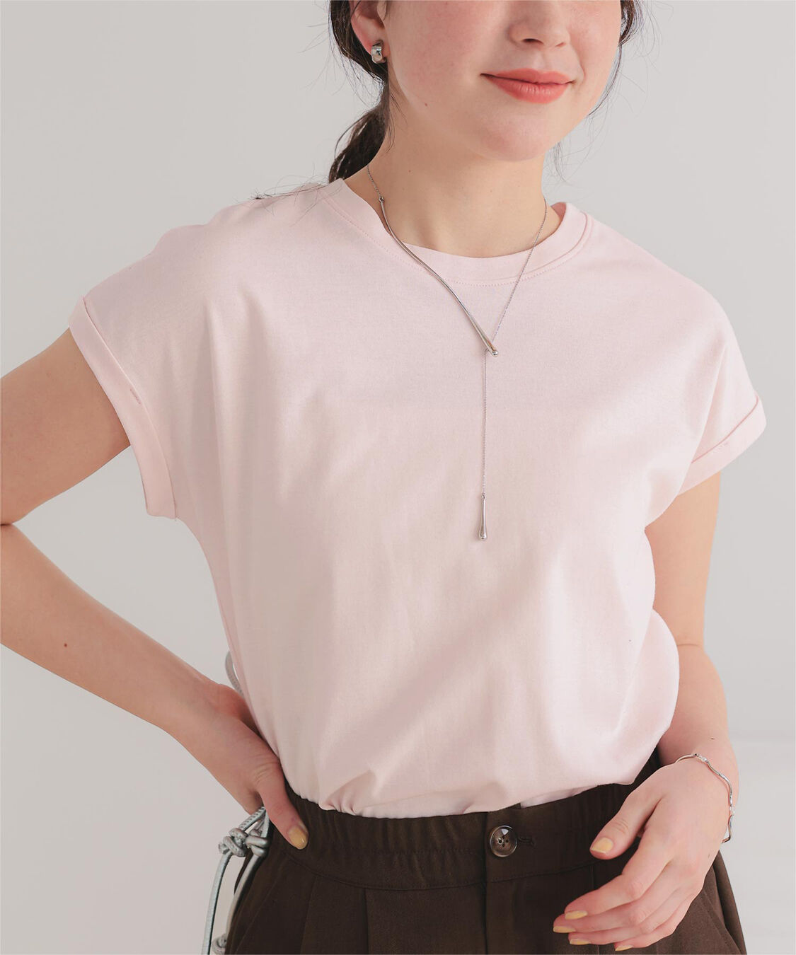 titivate「汗染み防止ダブルカフスTシャツ」|Tシャツ・カットソー|ライトピンク