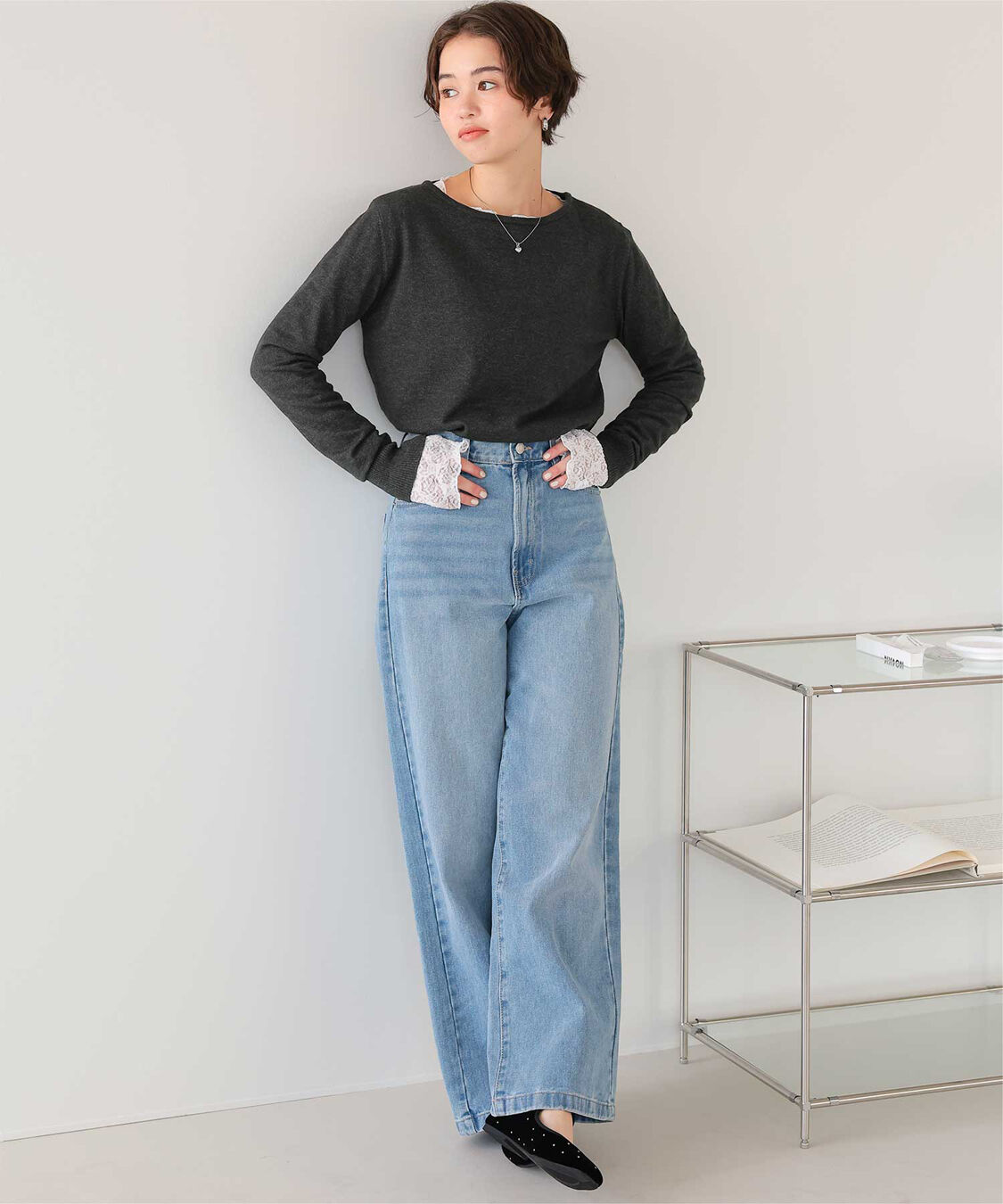 titivate「なめらか手触りカシミヤタッチボートネックニット」|ニット・セーター|