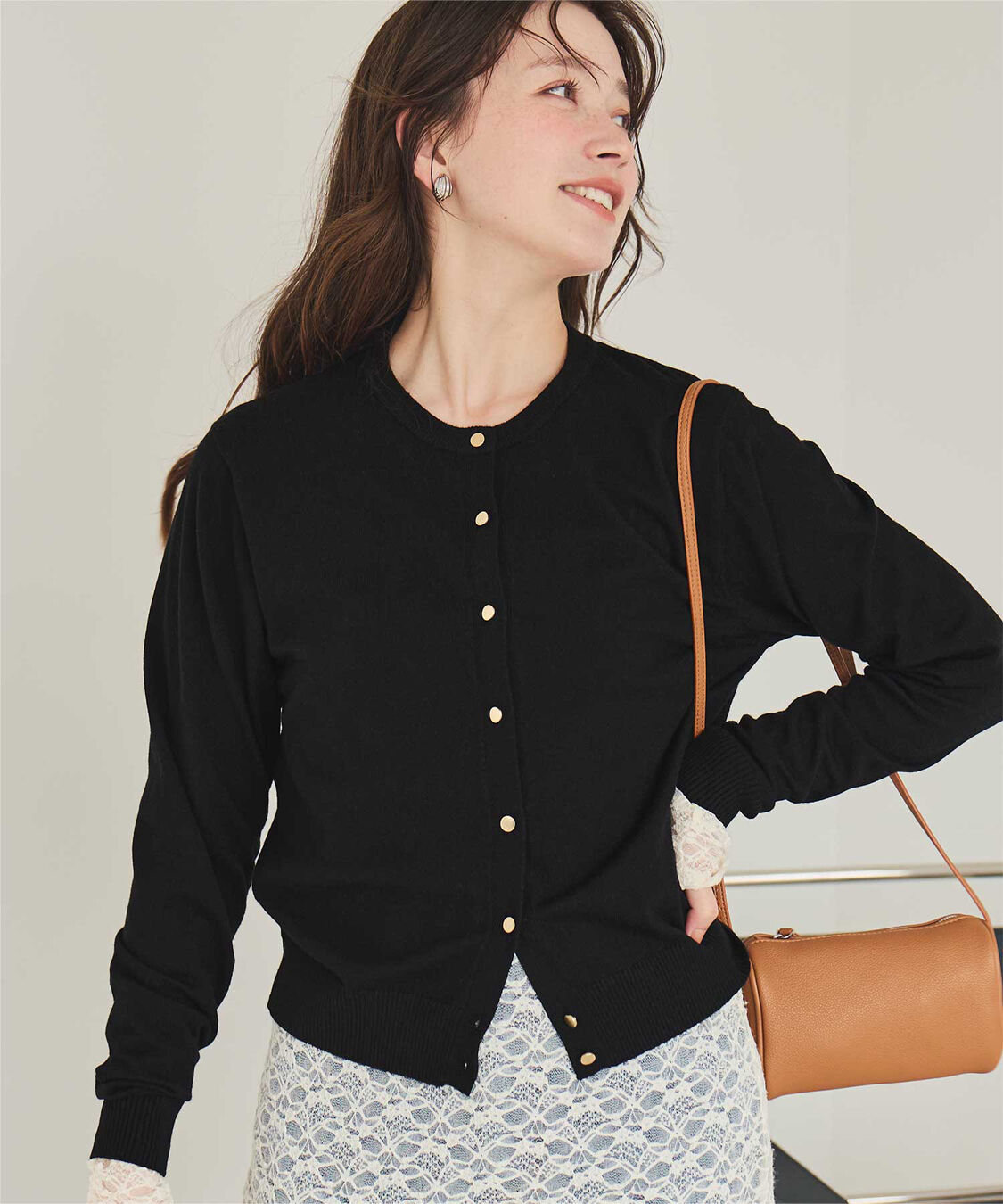 titivate「なめらか手触りカシミヤタッチニットカーディガン」|ニット・セーター|ブラック