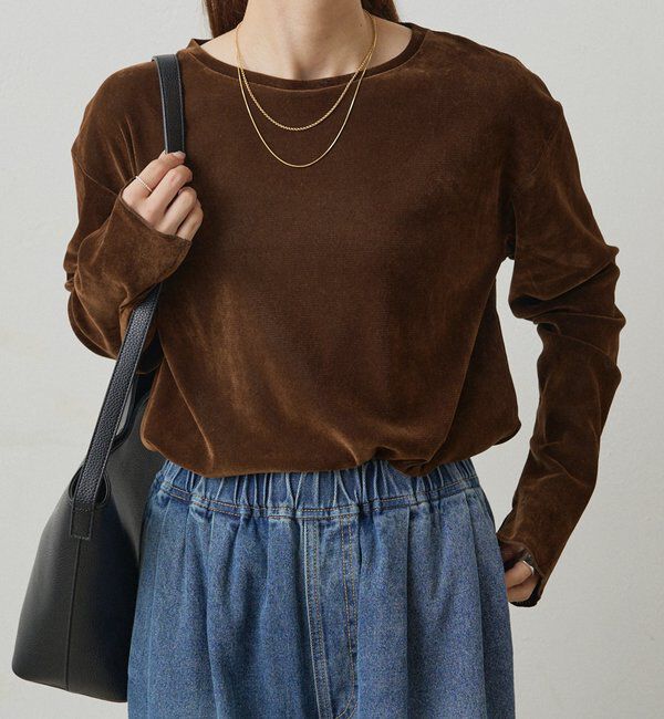  「【リバイバル】ナイロンチュールベロアクルーネックカットソー」|プルオーバー|
