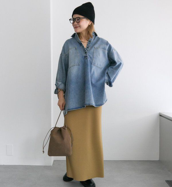 「【＠noricorico102企画】ヴィンテージライクデニムチュニックシャツ」|シャツ・ブラウス|