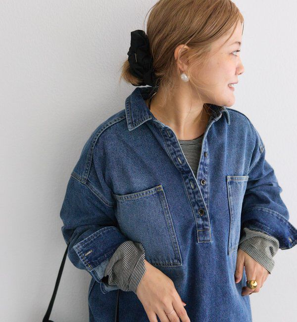  「【＠noricorico102企画】ヴィンテージライクデニムチュニックシャツ」|シャツ・ブラウス|