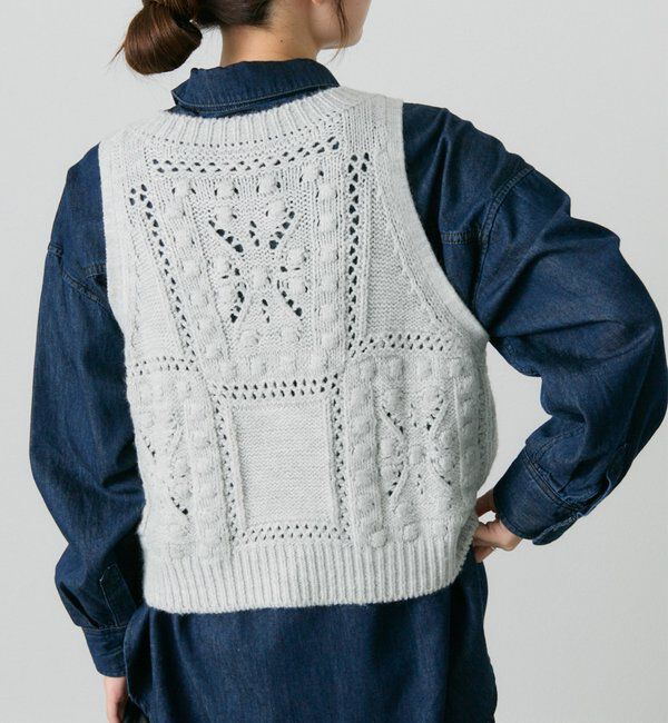  「ポップコーン編みニットベスト」|ニット・セーター|