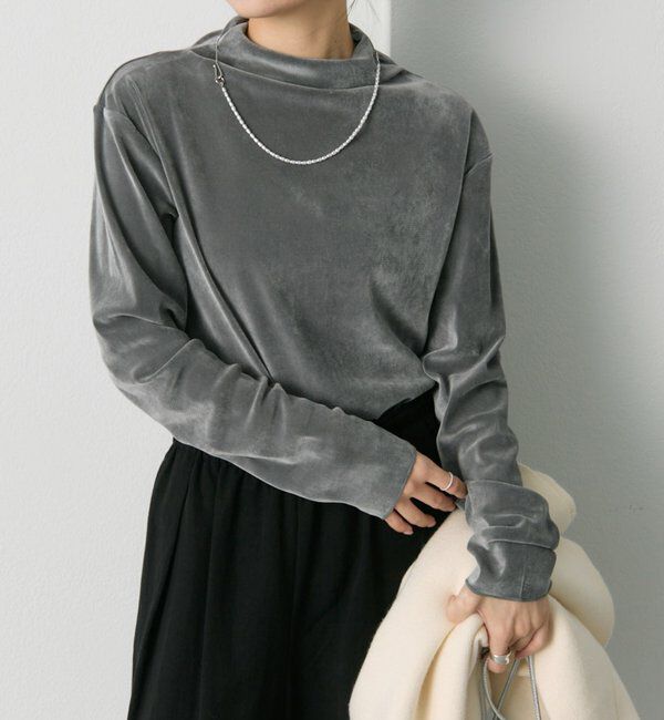  「【新色追加/リバイバル】ナイロンチュールベロアハイネックトップス」|Tシャツ・カットソー|