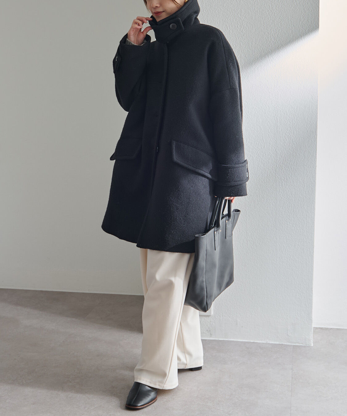  「【日本製】ビーバーウールステンカラーコート」|その他|