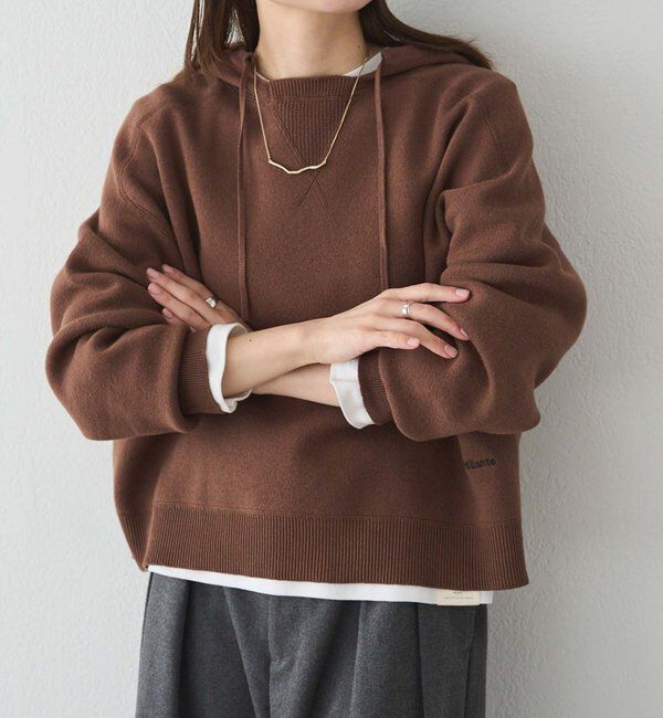  「スウェットライクダブルジャガードニットパーカー」|パーカー|