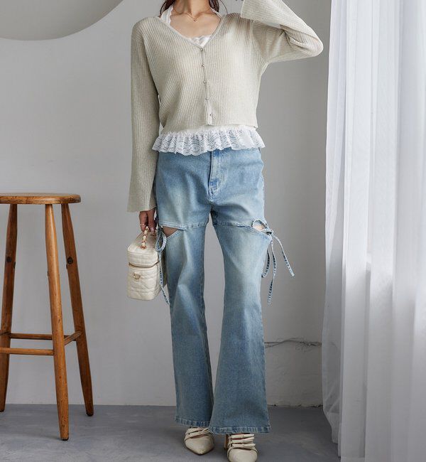  「サイドあき美脚ストレッチデニム」|その他|