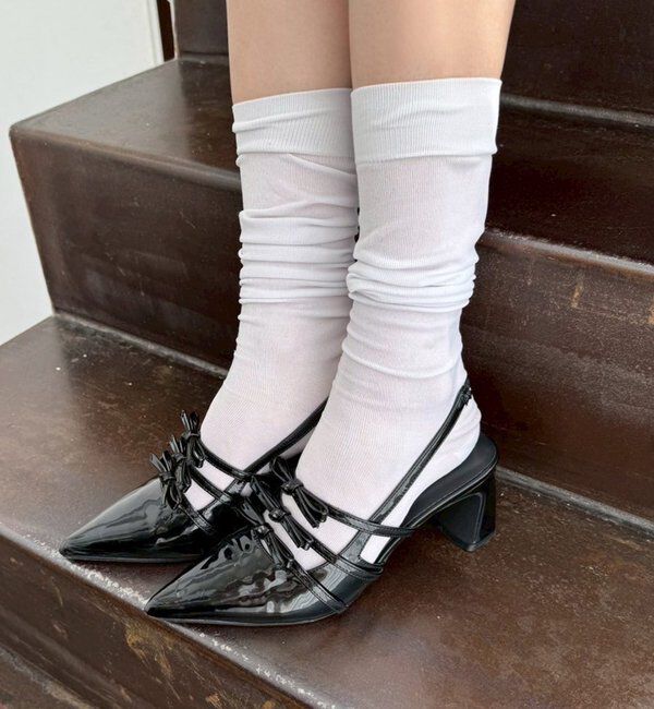  「リボン付きポインテッドストラップシューズ」|その他|