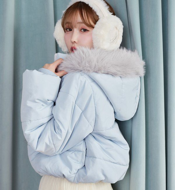  「ファー付きショートフェイクダウン」|ダッフルコート|