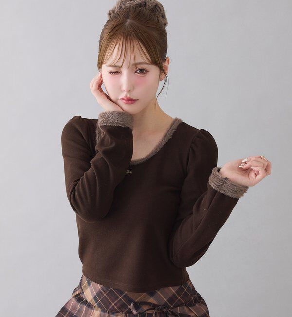  「フェザーシュシュ付きトップス」|プルオーバー|