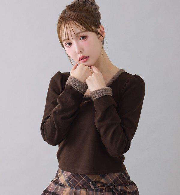  「フェザーシュシュ付きトップス」|プルオーバー|