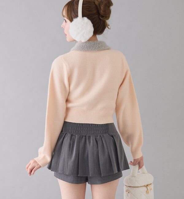  「シャギー襟配色ポロニット」|ニット・セーター|