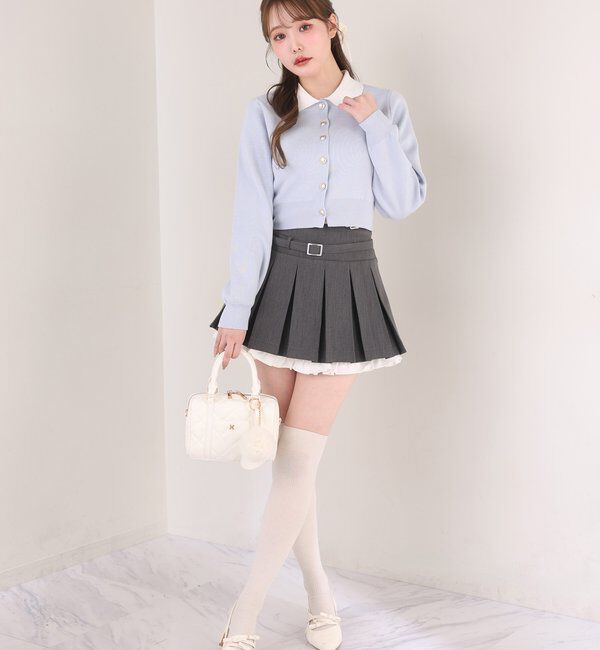  「【SMサイズ展開あり】ベルト付きレイヤードプリーツミニスカート」|チノ|
