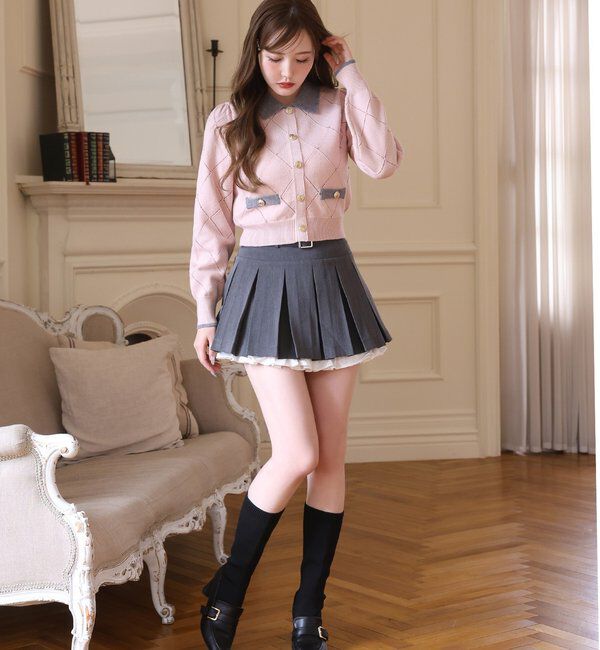  「【SMサイズ展開あり】ベルト付きレイヤードプリーツミニスカート」|チノ|