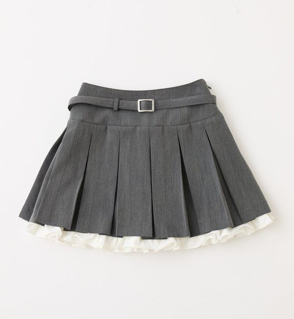  「【SMサイズ展開あり】ベルト付きレイヤードプリーツミニスカート」|チノ|