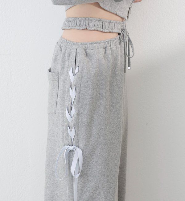  「【セットアップ可能】サイドカットレースアップスウェットパンツ」|その他|グレー
