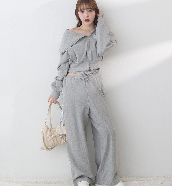  「【セットアップ可能】サイドカットレースアップスウェットパンツ」|その他|