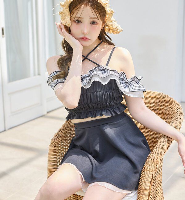  「swimwear/フリルオフショル＋フレアミニスカート(3点セット)」|その他|