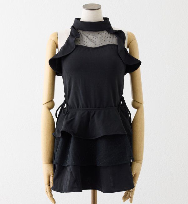  「swimwear/アメスリフリルミニワンピース(2点セット)」|その他|ブラック