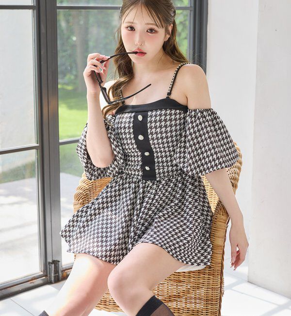  「swimwear/オフショルミニワンピース（2点セット)」|その他|ブラック系その他
