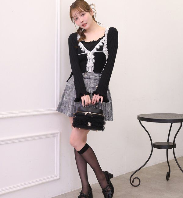  「レース付きリブカーディガン」|ニット・セーター|