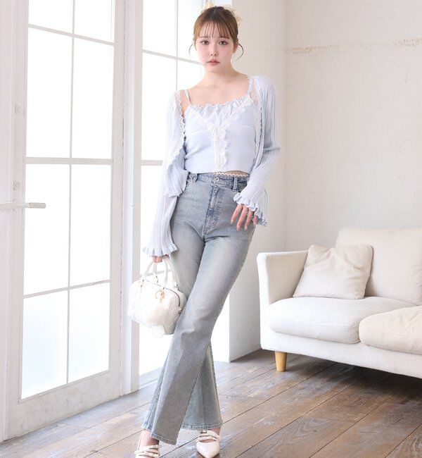  「レース付きリブカーディガン」|ニット・セーター|