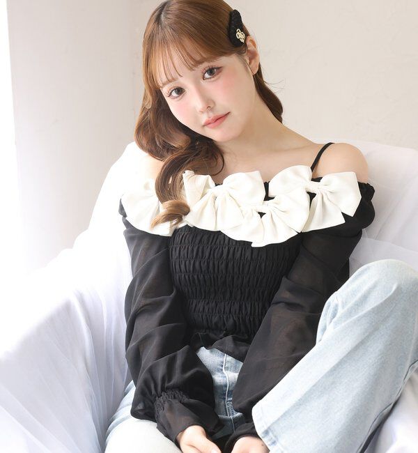  「シャーリングリボンブラウス」|シャツ・ブラウス|