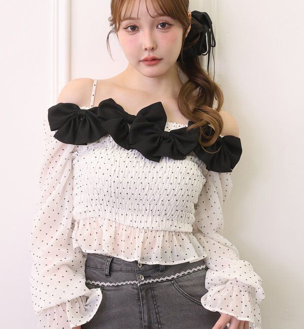  「シャーリングリボンブラウス」|シャツ・ブラウス|
