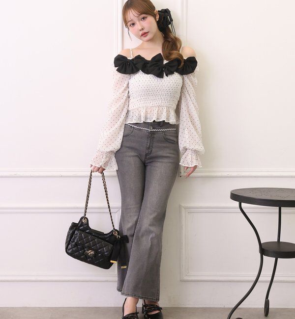  「シャーリングリボンブラウス」|シャツ・ブラウス|