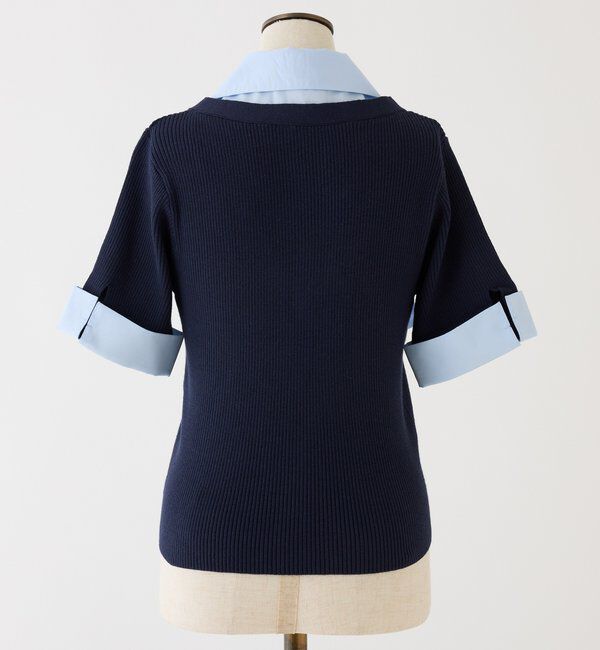  「【リボン取り外し可能】リボンシャツドッキングニット」|ニット・セーター|