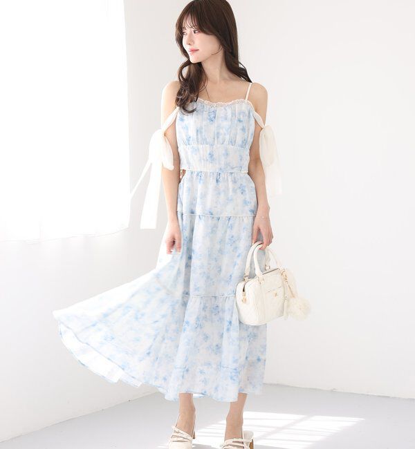  「【SMサイズ展開あり】サイドカットリボンロングキャミワンピ」|ワンピース|