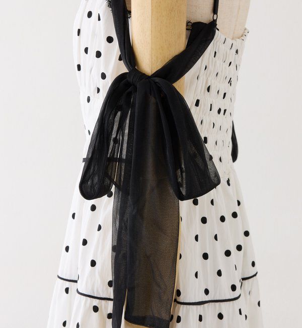  「【SMサイズ展開あり】サイドカットリボンロングキャミワンピ」|ワンピース|