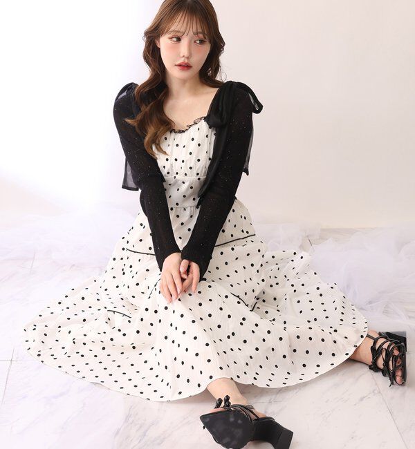  「【SMサイズ展開あり】サイドカットリボンロングキャミワンピ」|ワンピース|