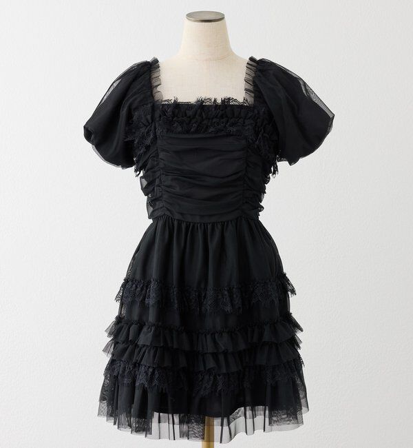 「【Tulle Collection】ティアードミニワンピース」|ワンピース|ブラック
