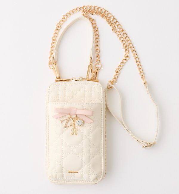  「リボンチャーム付きスマホショダー」|ショルダー・メッセンジャー|アイボリー