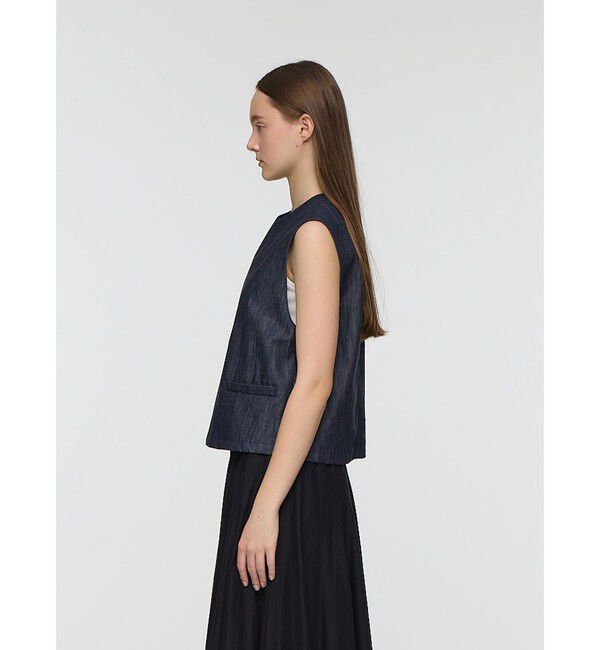 mizuiro ind「mizuiro ind デニムショートベスト」|ベスト・ジレ|