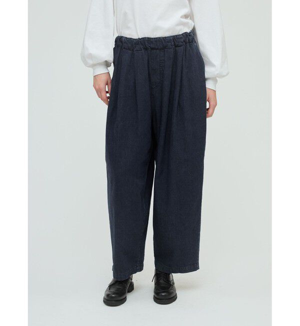 mizuiro ind「mizuiro ind デニムタックワイドパンツ」|デニム|
